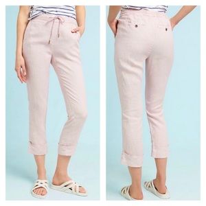 Anthropologie & Michael Stars pink linen cuffed drawstring trousers
